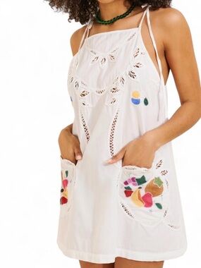 Celandine by Anthropologie Fruit Market Cutwork Mini Dress with Embroidery
